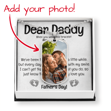 Dear Daddy 1st Father's Day Photo Dog Tag Necklace - Love You This Much